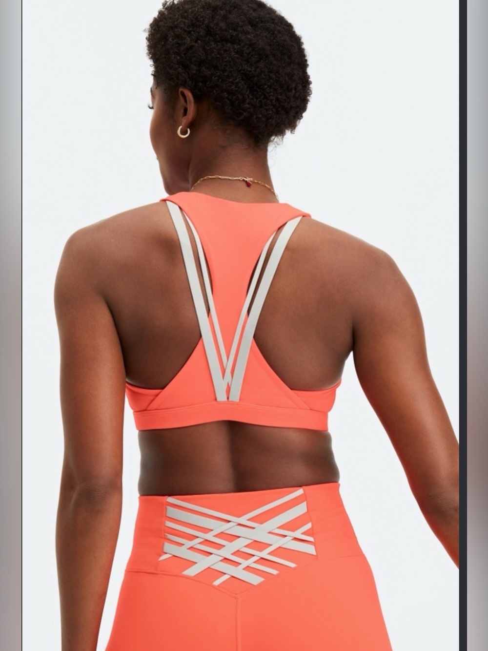 Fabletics Coral Pink Strappy Sports Bra & Legging Set